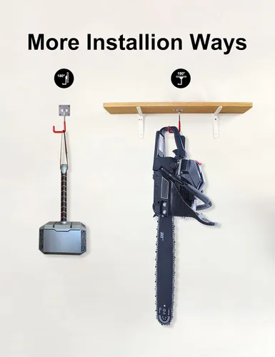 Miniatura 2 de Ganchos de almacenamiento de pared ajustables de acero inoxidable con revestimiento antideslizante para motosierras, bicicletas, herramientas