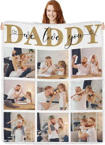 Miniatura 43 de Regalos personalizados de cumpleaños para el Día del Padre, para papá, abuelo, hombres, manta personalizada con fotos para mi papá, regalos de hija