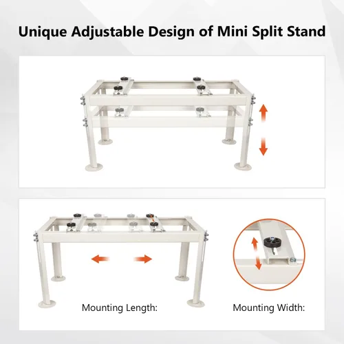 Miniatura 6 de WeCooper Mini Split Base de piso para 9000-24000 BTU, Soporte de condensador resistente, Soporte de AC Mini Split para sistema de bomba de calor