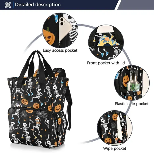 Miniatura 2 de MNSRUU Bolsa de pañales Cráneo Bolsa de pañales Mochila Bolsa de pañales de viaje para bebé Bolsas cambiantes de bebé grande, cute 66, Talla única