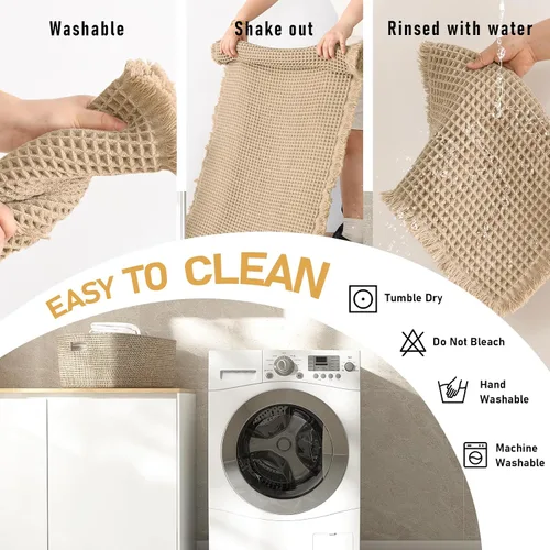 Miniatura 8 de JIUZHEN Tapete de Baño Mejorado con Diseño de Gofre Súper Absorbente Tapetes de Baño Antideslizantes Alfombras de Baño Lavables a Máquina de Secado
