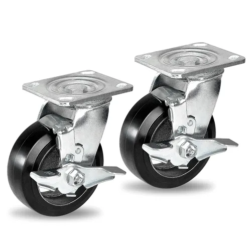 Miniatura 43 de Ruedas industriales de 5 x 2 pulgadas, rueda de goma en hierro fundido, juego de 4 ruedas resistentes con capacidad de hasta 1800 libras