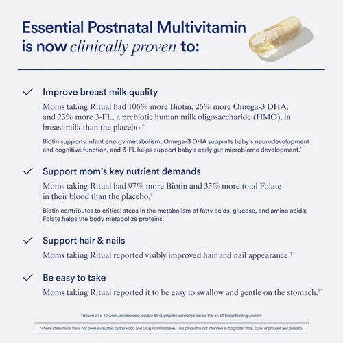Miniatura 4 de Ritual Essential para Mujeres Multivitamina Postnatal - Vitamina Postpartum - Omega-3 DHA y Colina para Apoyo en la Lactancia, Vitamina A, C, D3