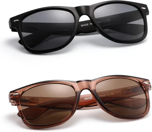 HIYANJN 2 pares de lentes de sol de lectura bifocales para hombres y mujeres al aire libre tintados gafas de lectura con bisagra de resorte