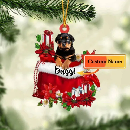 Miniatura 36 de Perro Akita Inu personalizado en bolsa de regalo, adorno de Navidad, nombre personalizado, regalo para amantes de los perros, familia, Navidad