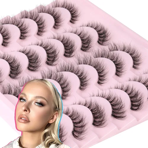 Miniatura 2 de Newcally Pestañas Postizas de Aspecto Natural Pestañas de Visón Voluminosas 3D con Volumen Pestañas Postizas 5D en Tira Pestañas Ojos de Gato