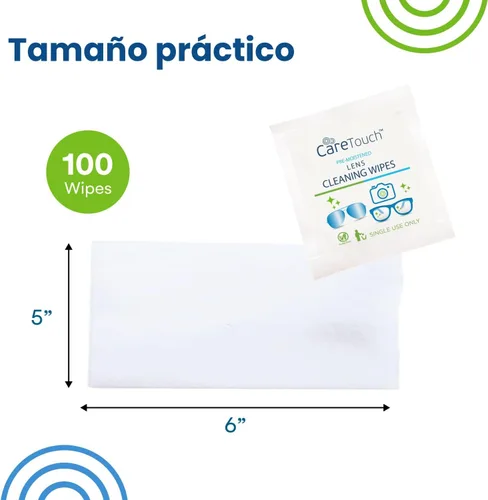 Miniatura 3 de Care Touch Toallitas para Lentes de Anteojos - 100 Unidades de Toallitas Prehumedecidas Envueltas Individualmente, 5 x 6 Pulgadas - Limpiador