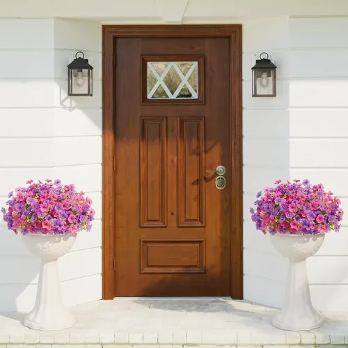 Miniatura 4 de Lifewit Flores artificiales para interiores y exteriores, 12 paquetes de flores falsas de plástico con hojas de eucalipto para decoración del jardín