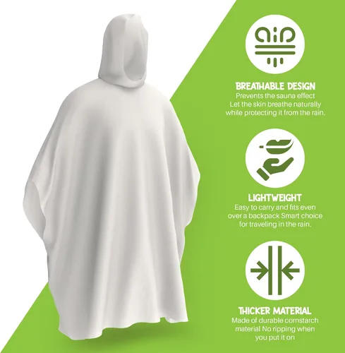 Miniatura 3 de Hagon PRO Ponchos de lluvia desechables para adultos (paquete de 5)