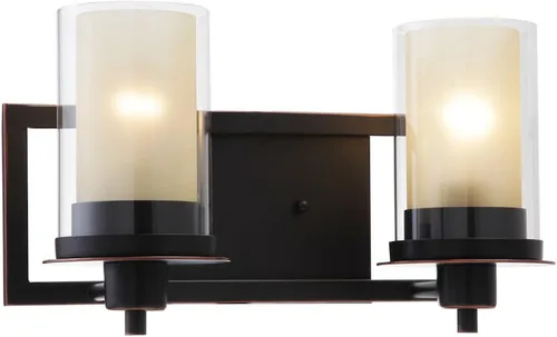 Miniatura 4 de Lámpara de pared/iluminación para baño de 3 luces con acabado en bronce y vidrio ámbar transparente: Designers Impressions Juno 73473