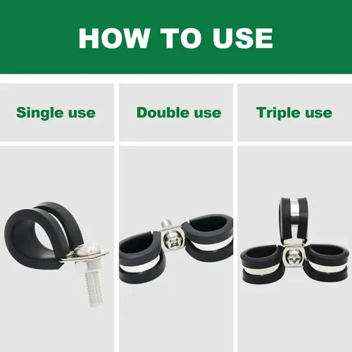 Miniatura 5 de 16 abrazaderas de cable de acero inoxidable de 5/8 pulgadas, abrazaderas de goma, herramientas de abrazadera, clips de cable para instalación