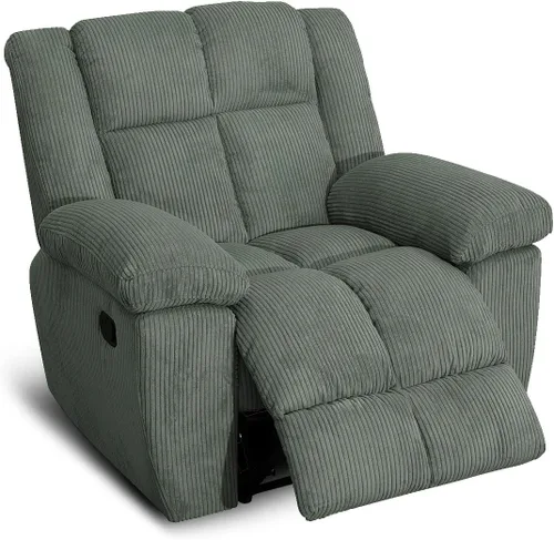 Miniatura 15 de Juego de sofá reclinable para muebles de sala de estar, juego de sofá y silla reclinable de pana verde, tela manual, sofá reclinable de 3 plazas
