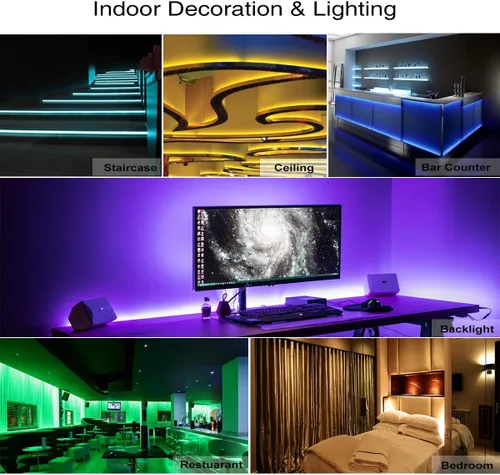 Miniatura 8 de DAYBETTER Tira de luces LED de 16.4 pies que cambian de color impermeable con control remoto