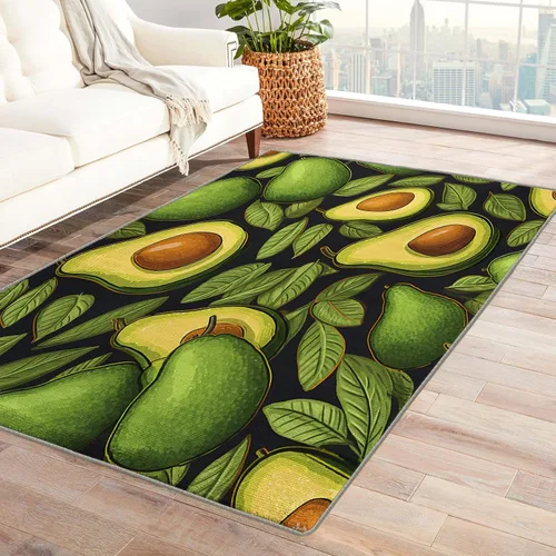 Miniatura 8 de Alfombras de coco para entrada, dormitorio, sala de estar, alfombra de área de frutas tropicales de 2 x 3, lavable, antideslizante, suave, alfombra