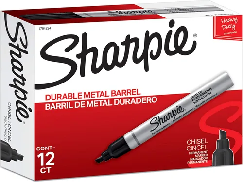 Miniatura 3 de Sharpie Marcadores permanentes de barril de metal, punta de bala, negro, 12