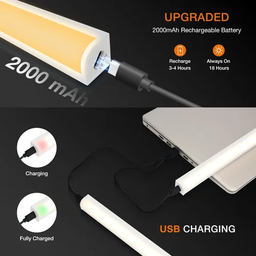 Miniatura 3 de Luces debajo del gabinete con control remoto, luces de clóset magnéticas y regulables, luz de tienda LED inalámbrica recargable por USB, luces