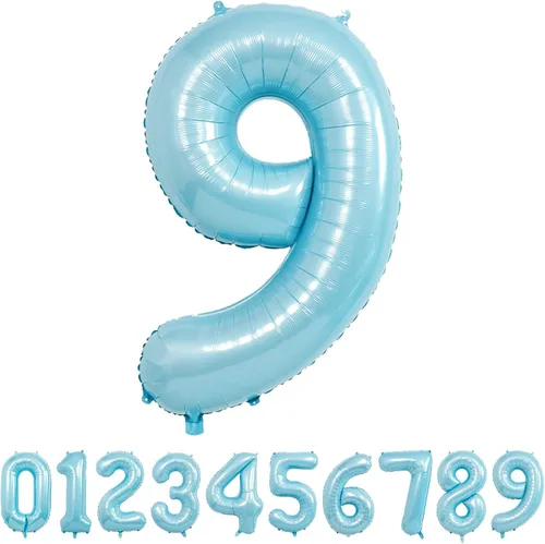 Miniatura 19 de Globos de números azul claro de 40 pulgadas, globos de aluminio de Mylar con helio para cumpleaños, globo número 6 para decoración de fiestas