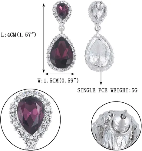 Miniatura 4 de EVER FAITH Aretes colgantes de cristal austriaco para mujer, Cristal