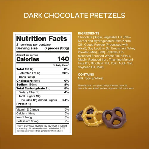 Miniatura 3 de Pretzels cubiertos de chocolate negro - Paquete de 22 onzas