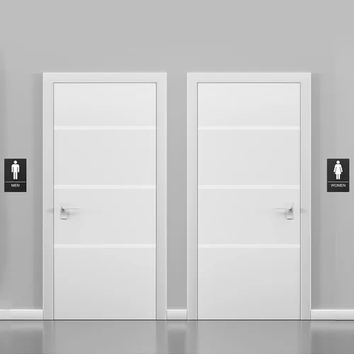 Miniatura 6 de ASSURED SIGNS - Letrero de baño para negocios, 9 x 6 pulgadas, 1 paquete Cumple con la ADA, texto elevado con braille, letrero de baño premium