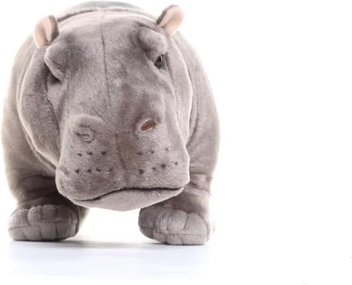 Miniatura 6 de Juguete de peluche realista de hipopótamo, animal de peluche de hipopótamo de 14 pulgadas, animales salvajes suaves, juguetes de peluche únicos
