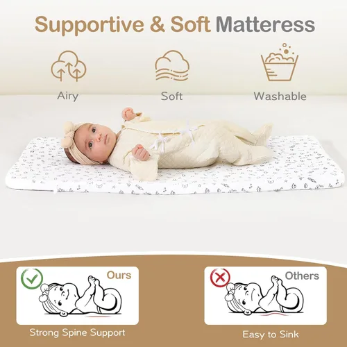 Miniatura 5 de Cuna para bebé, moisés junto a la cama, 4 en 1 con ruedas con candado, mosquitero, cuna portátil plegable ajustable para recién nacido, gris
