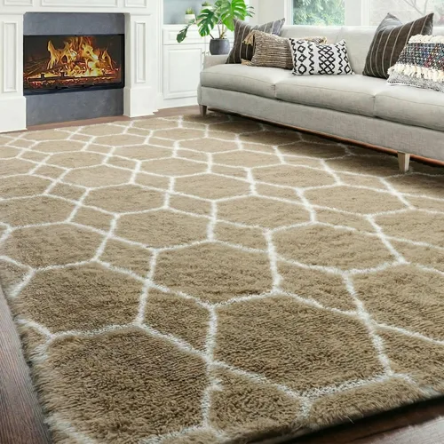 Miniatura 51 de ONASAR Alfombras de área para sala de estar y dormitorio, alfombra esponjosa lavable de 5x8 pies gris y blanca, alfombra de piso suave, afelpada