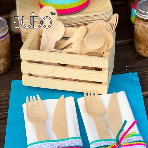 Miniatura 5 de Cuchara de madera pequeña desechable de 3.9 pulgadas (paquete de 300) Mini cucharas de madera, cucharas de muestra biodegradables
