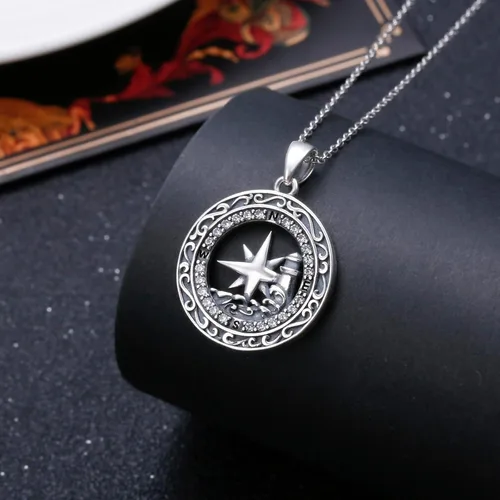Miniatura 21 de Alphm Collar con colgante vikingo de plata esterlina S925 para hombres y mujeres, joyería de viaje para graduación, amistad, talismán, joyería