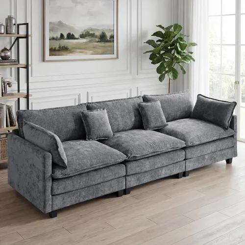 Miniatura 8 de Sofá seccional, cómodo sofá modular de nube, sofá modular de asiento profundo, sofá moderno en la nube, sofás modulares para sala de estar, Beige