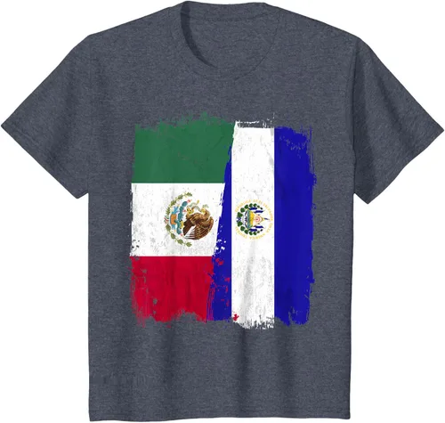Miniatura 64 de Camiseta con la bandera mexicana de El Salvador con la mitad de la bandera mexicana de El Salvador