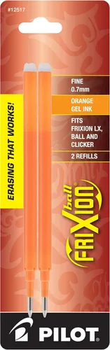 Miniatura 2 de PILOT FriXion - Recambios de tinta de gel para bolígrafos borrables, punta fina, 0.028 in, tinta naranja, paquete de 2 (12517)