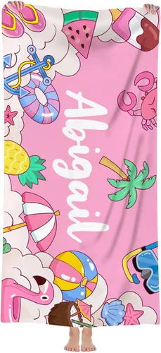Miniatura 17 de NIBESSER Toallas de playa personalizadas con nombres para niños y adultos de microfibra, de secado rápido, personalizadas, para viajes, de playa