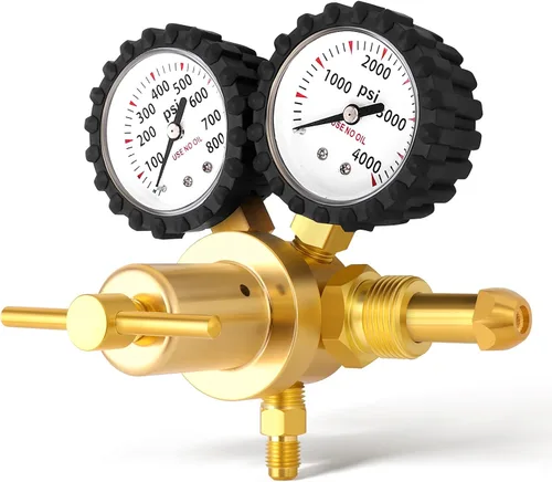 Miniatura 8 de MEANLIN MEASURE Regulador de nitrógeno 0-800PSI CGA580 Entrada, conector macho de 1/4 de pulgada con mango resistente, regulador de helio