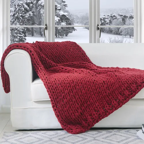 Cheer Collection Manta de punto grueso – Manta para cama y sofá, acogedora manta de punto grueso, ultra suave, manta de punto de gran tamaño,
