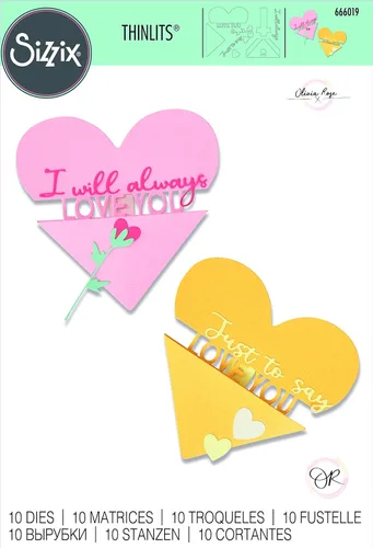 Miniatura 3 de Sizzix Thinlits - Juego de 10 tarjetas deslizantes de corazón de Olivia Rose 666019 Capítulo 4 2022 Oblea, gris