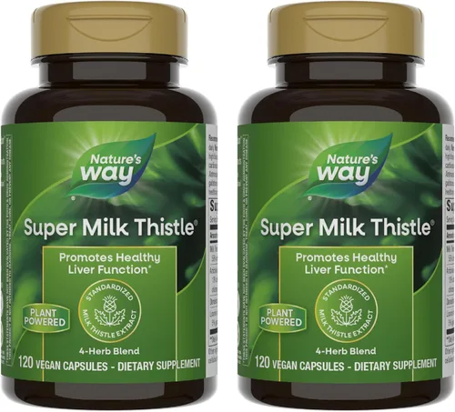Miniatura 7 de Nature's Way Super Milk Thistle, promueve la función hepática saludable*, mezcla de 4 hierbas, vegano, 120 cápsulas