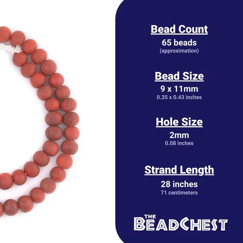 Miniatura 4 de TheBeadChest Cuentas de vidrio Java de estilo antiguo rojo coral (0.433 in)