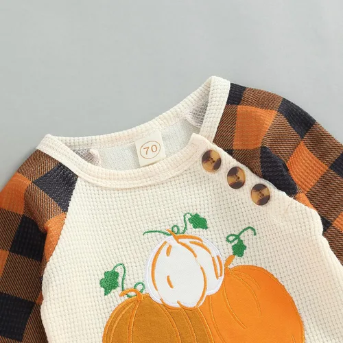 Miniatura 80 de Disfraz de Halloween para bebé niño y niña, mameluco de manga larga con diseño de calabaza, mameluco para Halloween