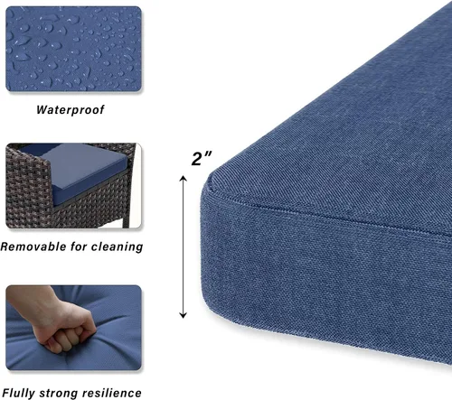 Miniatura 3 de Juego de 10 piezas de comedor para patio al aire libre, mesa de patio y sillas de ratán con agujero para paraguas, juego de mesa de comedor para 8