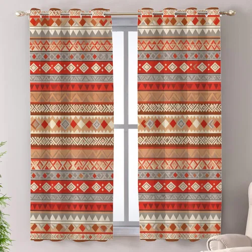 Miniatura 29 de Shrahala Cortinas de hojas de arce otoñales para ventanas de cocina, hojas rojas ardientes, fondo marrón, paneles de cortina de ventana de poliéster
