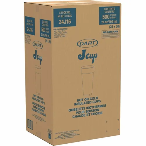 Miniatura 5 de Vasos térmicos de espuma Dart 24J16, para bebidas frías y calientes, con capacidad de 24 onzas, de color blanco, 25 unidades por bolsa