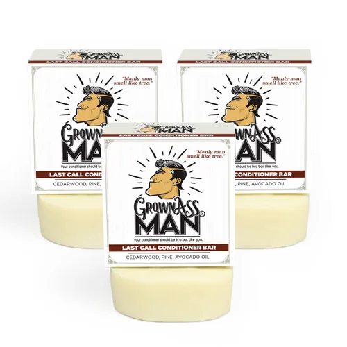 Miniatura 8 de Grown Ass Man Co. Barra acondicionadora, sin plástico y ecológica, hidratación natural y orgánica para todo tipo de cabello, hecha con aceites