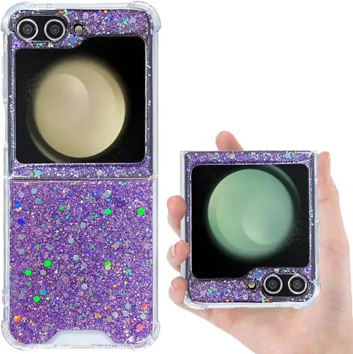 Miniatura 35 de Funda para Samsung Galaxy Z Flip 3 con purpurina, bonita funda transparente con diseño, brillante, reflectante, con destellos, cubierta de teléfono