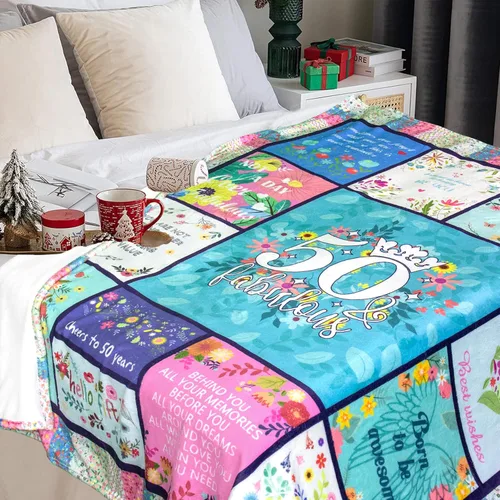 Miniatura 6 de 50th Birthday Gifts for Women Blanket, 50 Year Old Birthday Gifts for Women, Gifts for 50 Year Old Woman, 50th Birthdays Decoration Throw Blanket