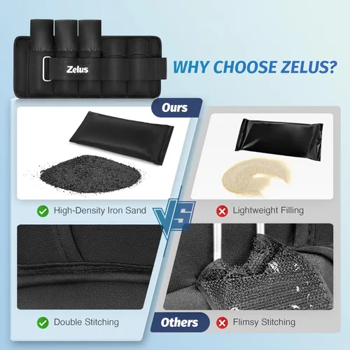 Miniatura 3 de ZELUS - 1 par de pesas de tobillo ajustables, correas de peso para piernas modularizadas de 2, 4, 6, 8, 10 libras para mujeres y hombres, juego