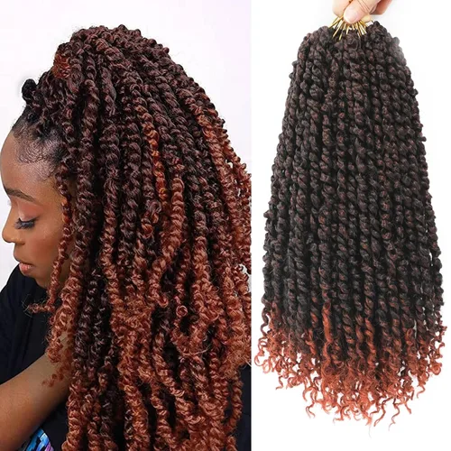 Miniatura 19 de 9 paquetes de cabello pretrenzado Passion Twist de 10 pulgadas, cabello de ganchillo Passion Twist con ombre marrón, trenzas de ganchillo bohemio