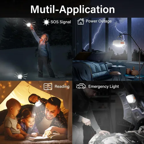 Miniatura 6 de Luces de campamento recargables FLY2SKY 2 piezas de luces blancas de tienda de campaña mini linterna portátil LED linterna de campamento