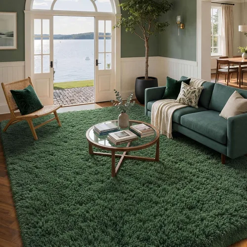 Miniatura 9 de Alfombra mullida de 5 x 8 pies, apta para mascotas, de fácil cuidado, ultra suave, con respaldo antideslizante, moderna alfombra de felpa mullida