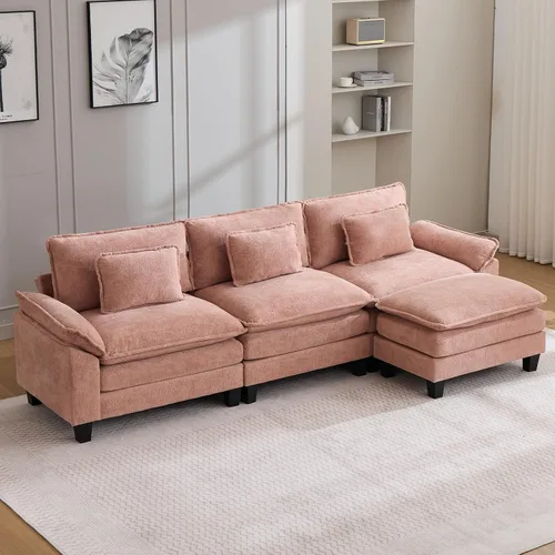 Miniatura 91 de Oprisen Sofá Seccional Modular, Cómodo Cloud Couch Sofá Seccional, Sofá Cama de Chenilla con Asiento Profundo con Almohadas Decorativas para Sala